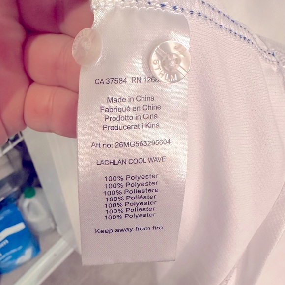 J.Lindeberg Golf Polo Size L White/Blue - Picture 3 of 5